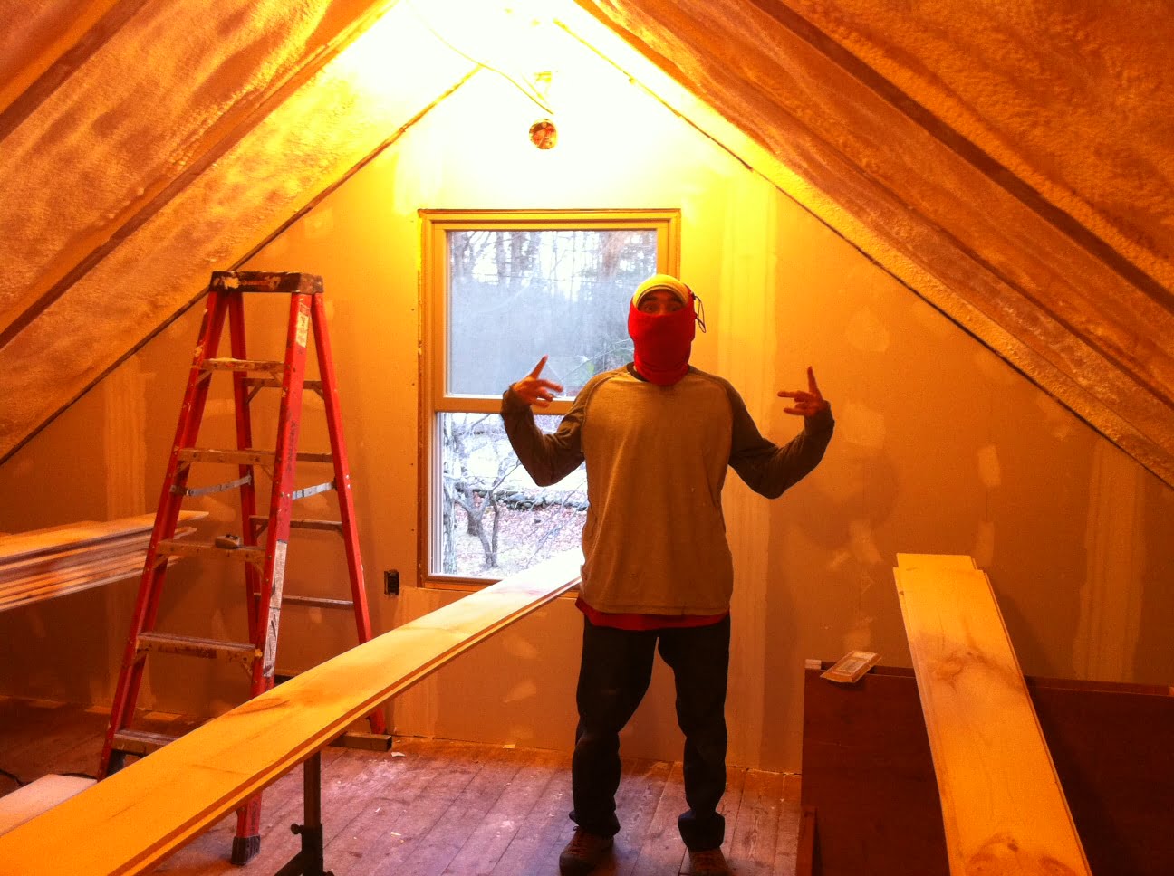 Cabin progress – loft ceilings – killer ski cabin near Killington & Okemo